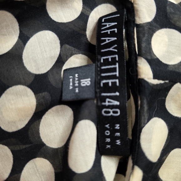 Lafayette 148 New York Silk Blend Black and Beige Polka Dot Blouse 18Plus 1335 - Picture 6 of 8